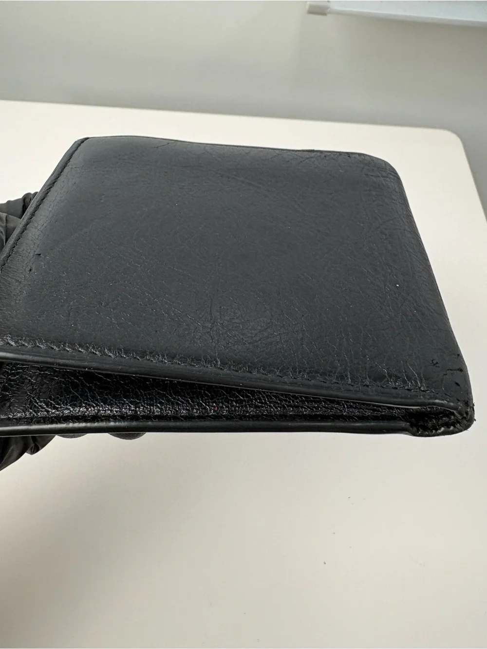 Balenciaga Black Leather Card Holder Wallet with White Logo